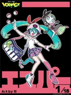 Hatsune Miku as a Psychic-type Trainer, featuring Aria Forme Meloetta. Designed by take.