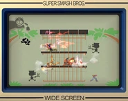The "Lion" scenario, with Mr. Game & Watch, Captain Falcon, Samus and Pokémon Trainer battling.