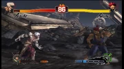 Fighting Akuma in the Street Fighter style.