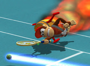 Diddy Kong using the Barrel Jet.