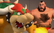 Bowser coughing fire.