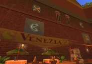 Pac-Man designs on the wall of St. Mark's square.