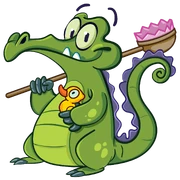 Swampy, the main character of the series.
