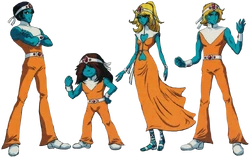 From left to right: Octave, Baryl, Stella, and Arpegius, the main characters of Interstella 5555.