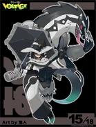 Hatsune Miku as a Dark-type Trainer, featuring Obstagoon. Designed by Kazuma Koda/Lowdine.