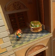 The Luigi portrait near a green button.