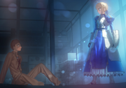 Shirou Emiya and Saber, the main characters of the series