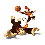 Artwork of Donkey and Diddy Kong from Mario Sports Mix.