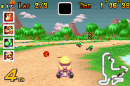 Wario racing in Lakeside Park.