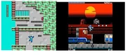 Gameplay from Mega Man (left) and Mighty Gunvolt (right)