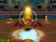 Dixie Kong performing the Cannon Shot.