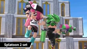 Mii Gunners wearing the Splatoon 2 outfit.