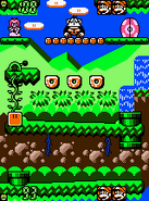 The second stage of "Modern" Donkey Kong played on a Game Boy Color.