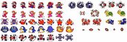 Family Basic usable sprites including Mario (first row on the left), Pauline (second row on the left), Tori (third row on the right), and Fireball (fourth row in the middle).