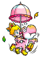 Artwork of Baby Peach using her parasol.