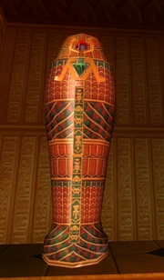 The Half-Life sarcophagus. There also are Space Invaders hieroglyps.