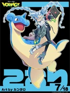 Hatsune Miku as an Ice-type Trainer, featuring Lapras. Designed by kantaro.