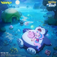 Atop-Belly Sleep - featuring Jigglypuff and Snorlax. Art by Nao.