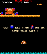 Opening cutscene of Donkey kong Jr., showing Mario and another character identical to him.