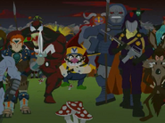 The Wario look-alike marching with the other evil characters.