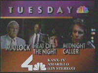 Legal ID bug during network promo (Matlock, Heat of the Night and Midnight Caller; 1989)