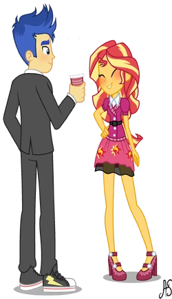 sunset shimmer and flash sentry