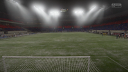 Snowy Stadum after the snow hit the ground before a match kickoff