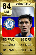 The first card of the player Yuri Zhirkov in the FIFA Ultimate Team 2010
