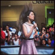 Action shot of Camila doing a hair flip in Boston - 7/15/13