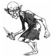 A gremlin armed with a dagger.