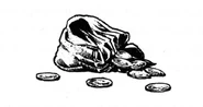 A bag of coins on its side.