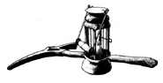 A lantern and a pickaxe.