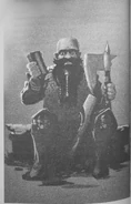 The dwarf Bignose sitting with his axe.