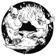 The greater air elemental Boreas locked in a struggle with three other elementals.