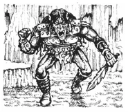 A doragar clutching a jagged sword.