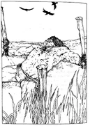 A barbarian staked to the ground.
