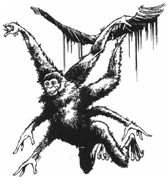 A krell swinging through branches.