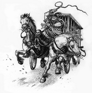 Orccart.png (242 KB) An orc driving a horse-drawn wagon full of captives.