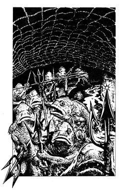 A group of fishmen within the sewers of Port Blacksand.