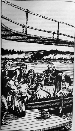 A barge loading by the banks of the Catfish River.