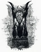 A statue of a winged demon.