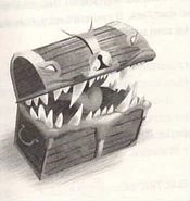 A chest creature snapping its jaws.