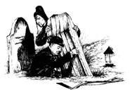 The grave-robbers Kilmarney and Hoggy in the midst of of their illicit activity.