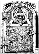 The final door of the Deathtrap Dungeon, without Igbut in front.