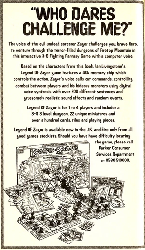 Advert for the game in the back pages of 
