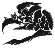 Two bats in mid-flight.