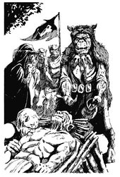 An orc shaman presiding over a funeral.