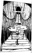 A rope bridge encountered within the second Deathtrap Dungeon, asking for a toll to cross.