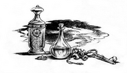 A potion amongst other items.