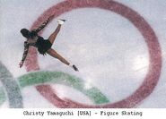 Yamaguchi does a flying camel at the '92 Olympics